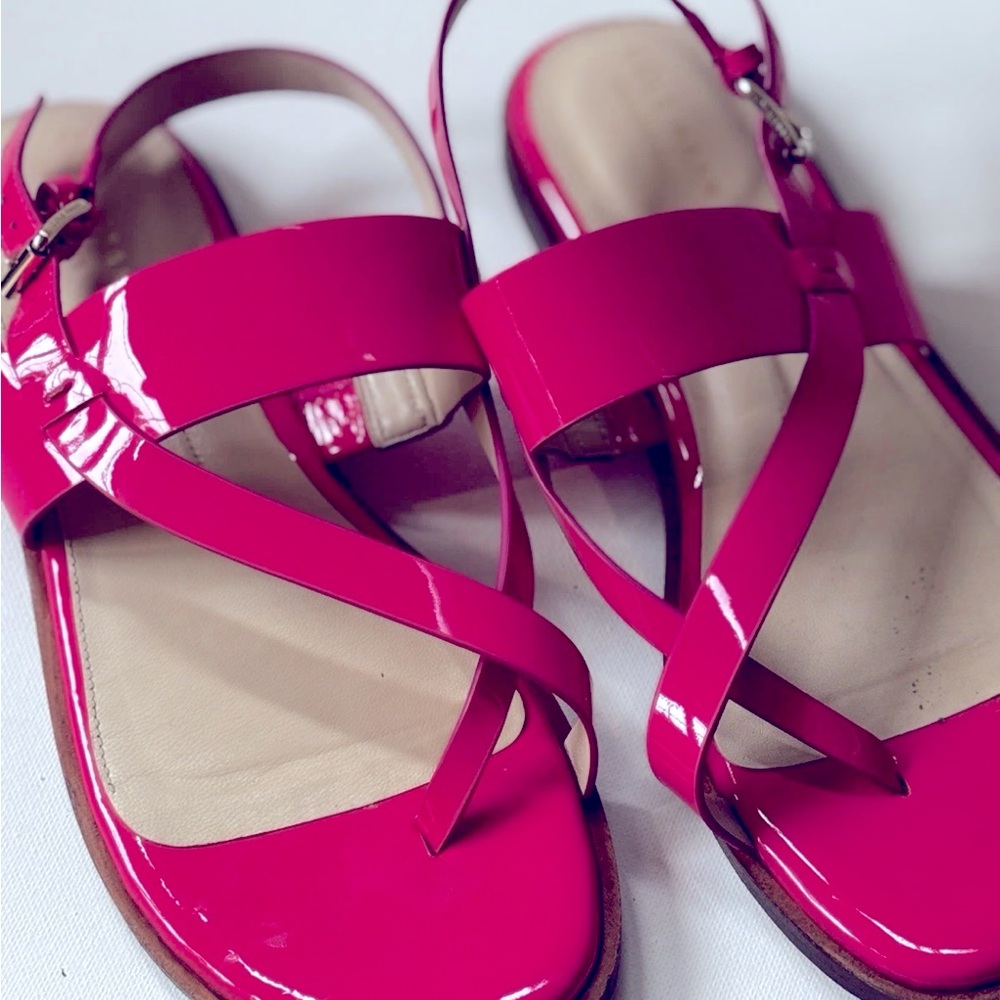 Cole Haan Hot Pink 7.5  Sandals Patent Anica Thong Cushioned Comfort Womens